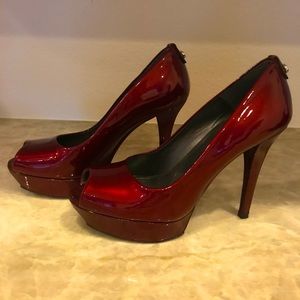 Burgundy/wine platform pumps